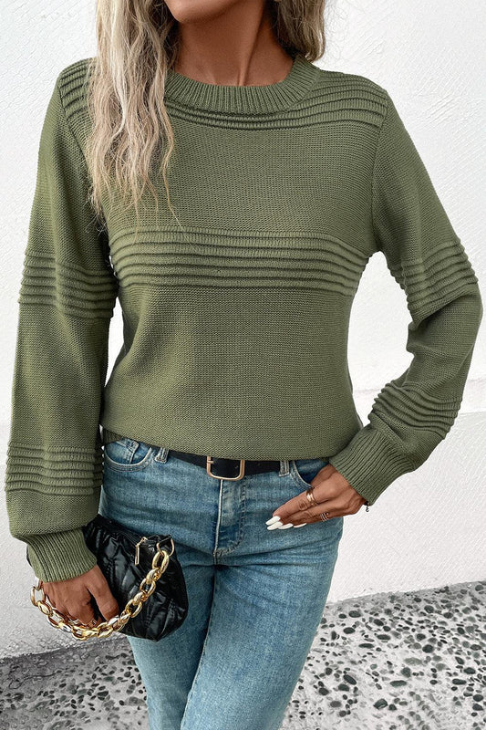 Striped Long Sleeve Sweater - Olive Ave