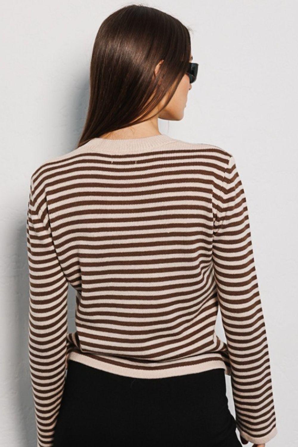 Striped Long Sleeve Sweater - Olive Ave