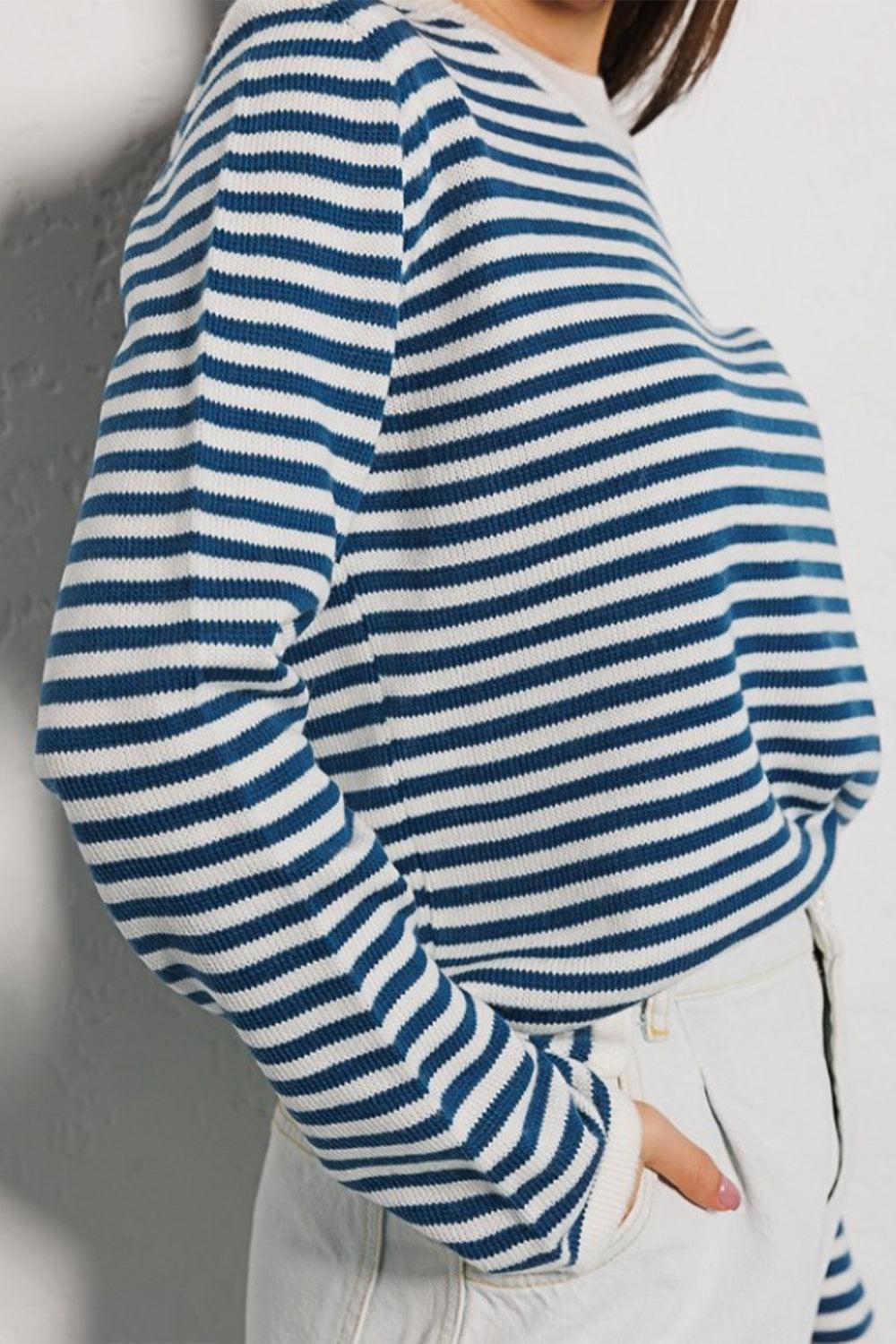 Striped Long Sleeve Sweater - Olive Ave