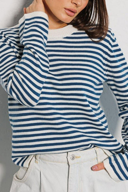 Striped Long Sleeve Sweater - Olive Ave