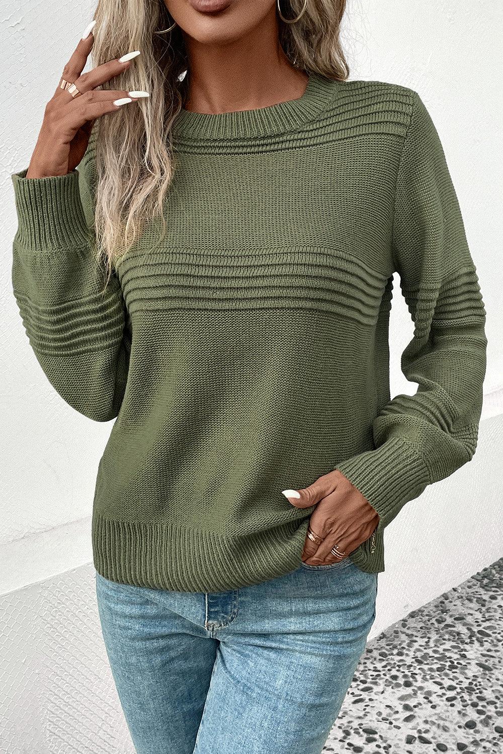 Striped Long Sleeve Sweater - Olive Ave