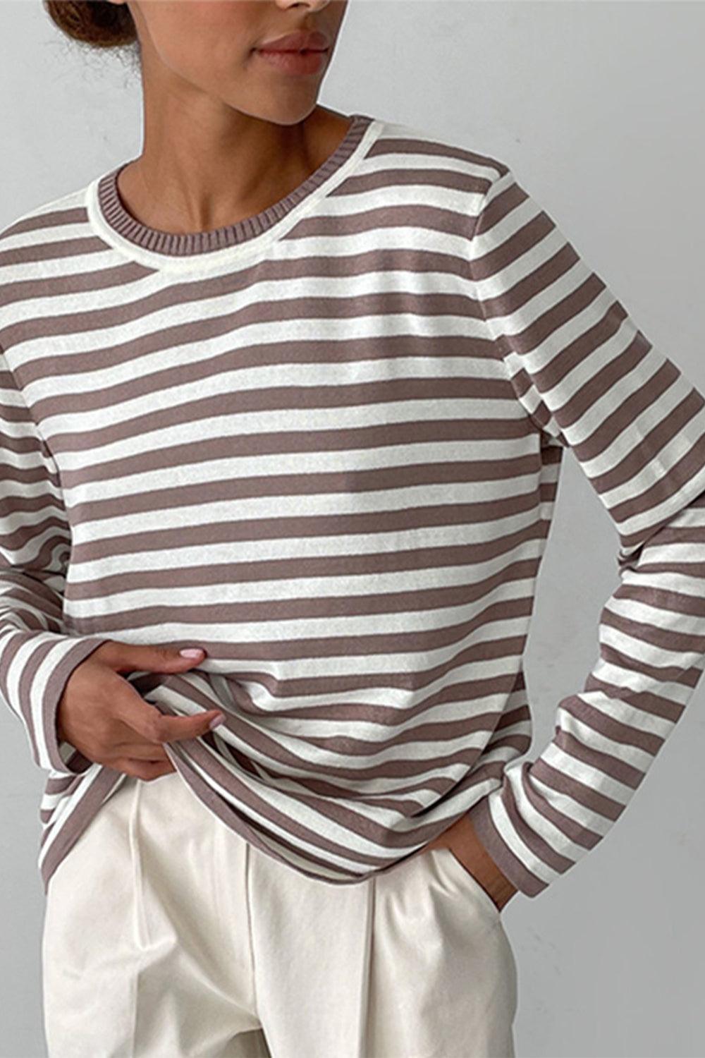 Striped Long Sleeve Sweater - Olive Ave