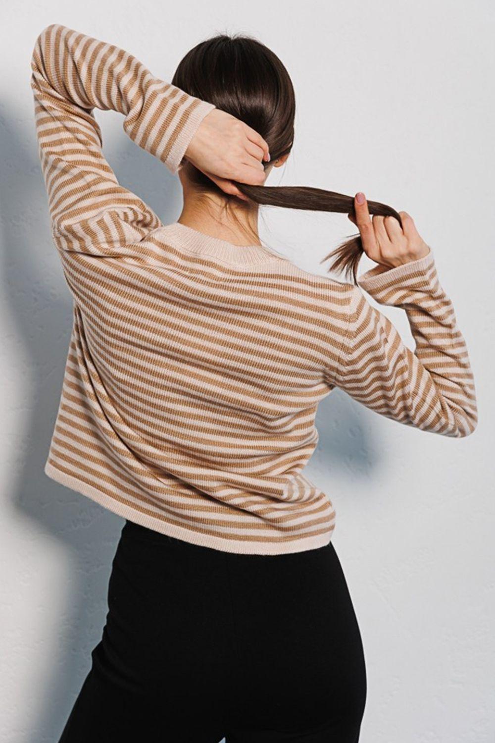 Striped Long Sleeve Sweater - Olive Ave