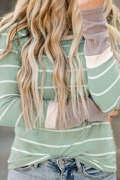 Striped Long Sleeve Top in 3 Colors - Olive Ave