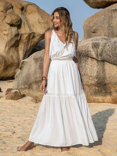 Tie Shoulder Crochet Maxi Dress in 3 Colors - Olive Ave