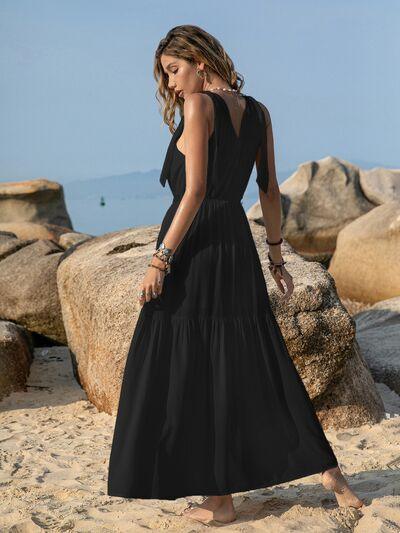 Tie Shoulder Crochet Maxi Dress in 3 Colors - Olive Ave