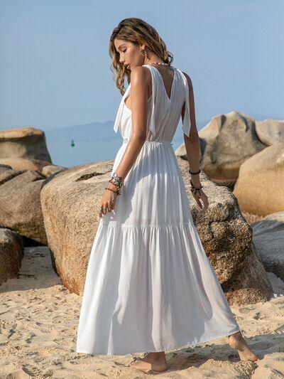 Tie Shoulder Crochet Maxi Dress in 3 Colors - Olive Ave