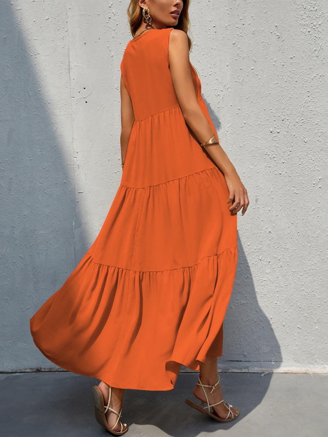 Tiered V-Neck Sleeve Dress in 10 Colors - Olive Ave