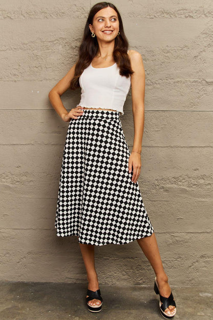 Wide Waistband Knee Length Skirt - Olive Ave