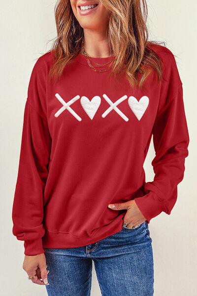 XOXO Heart Graphic Sweatshirt - Olive Ave