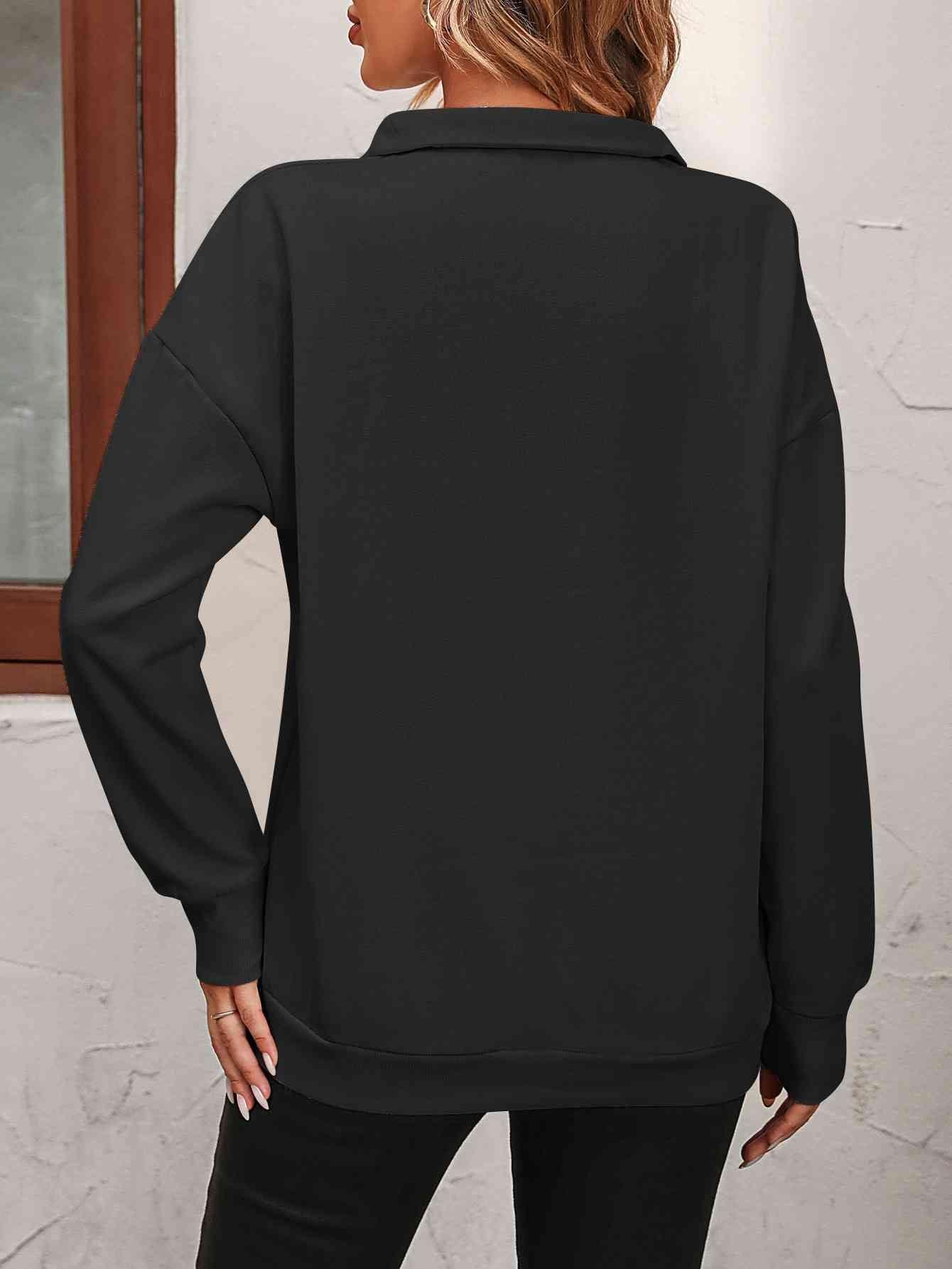 Zip-Up Dropped Shoulder Sweatshirt in 7 colors - Olive Ave