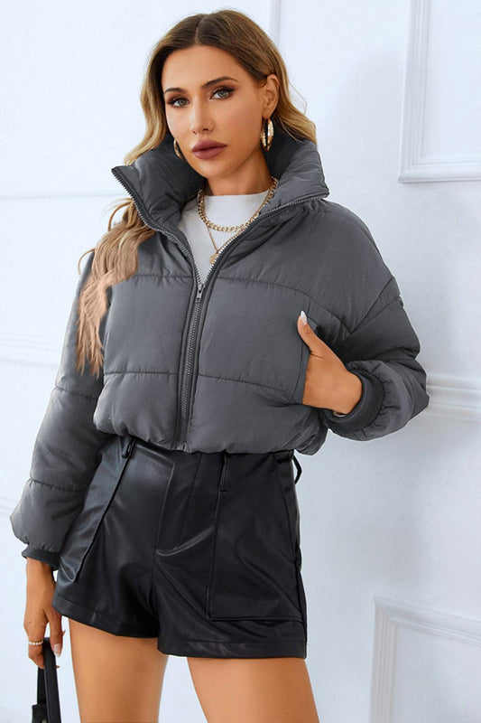 Zip-Up Puffer Winter Coat in 8 Colors - Olive Ave